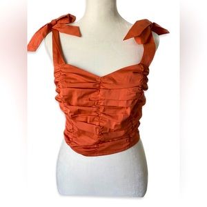 NWT Ruched Orange Top with Bows 🎀
